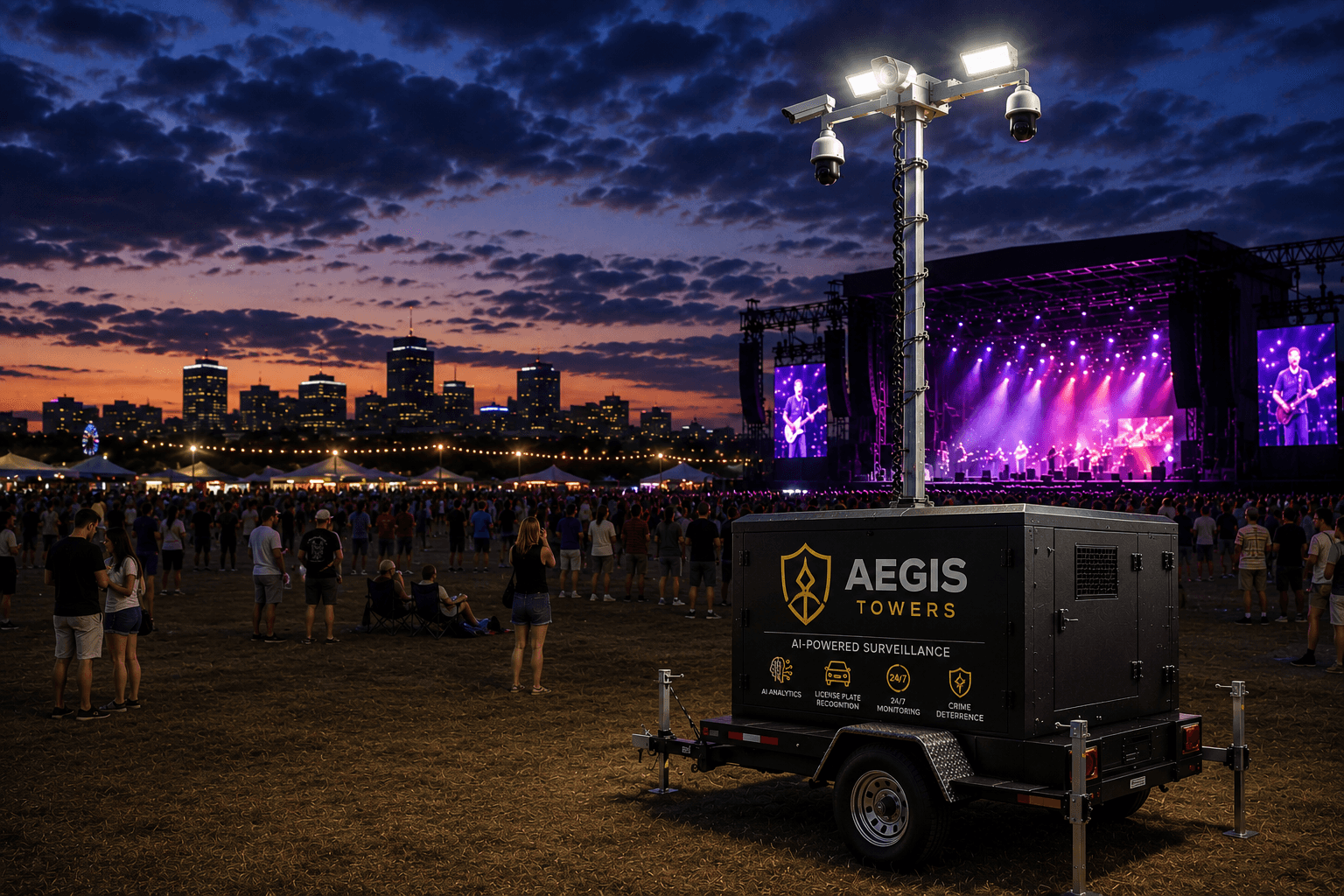 Mobile security tower for entertainment venue events