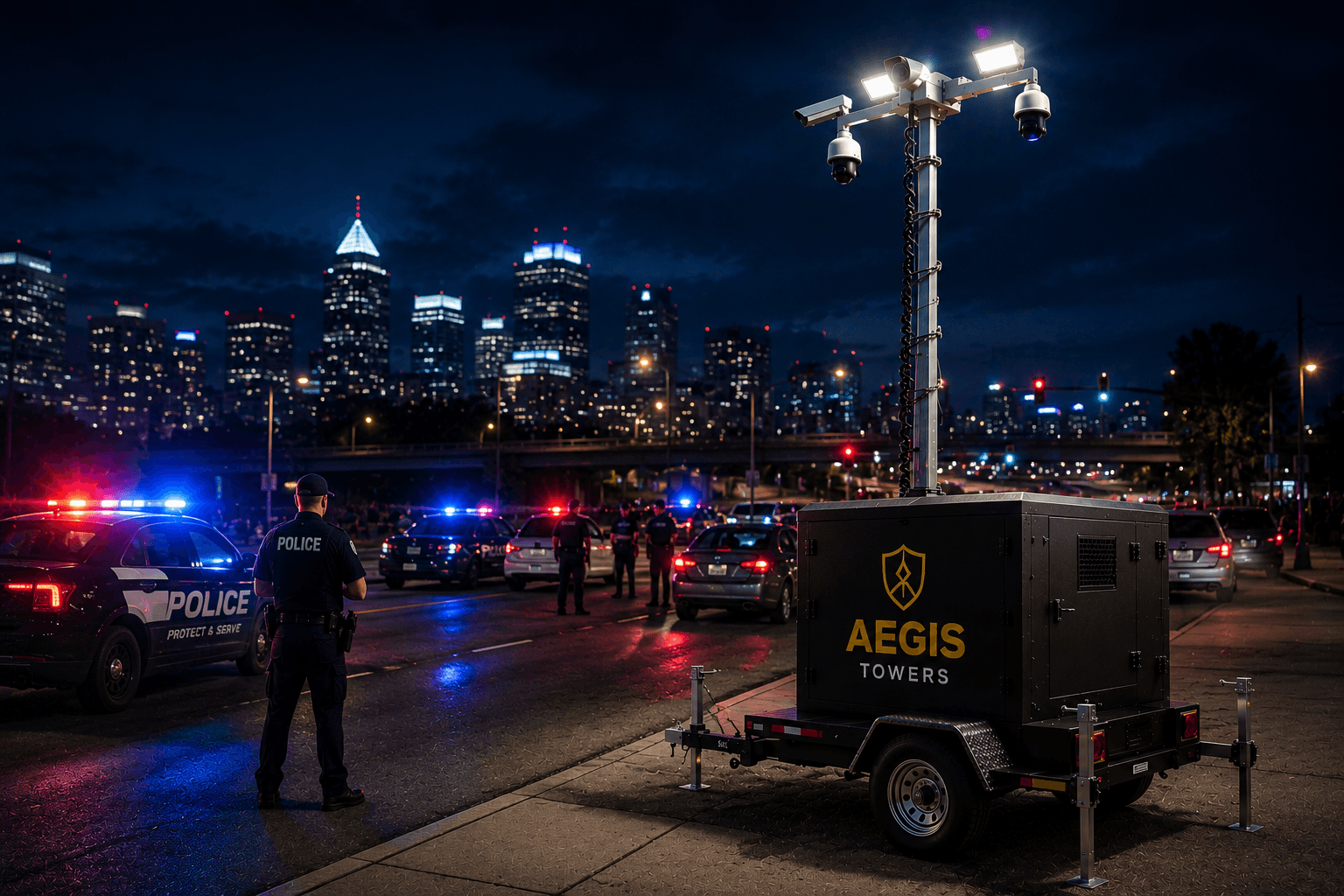 Mobile security trailer for law enforcement and municipal use