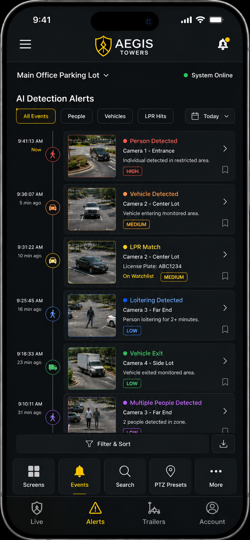 AI Detection Alerts app screenshot