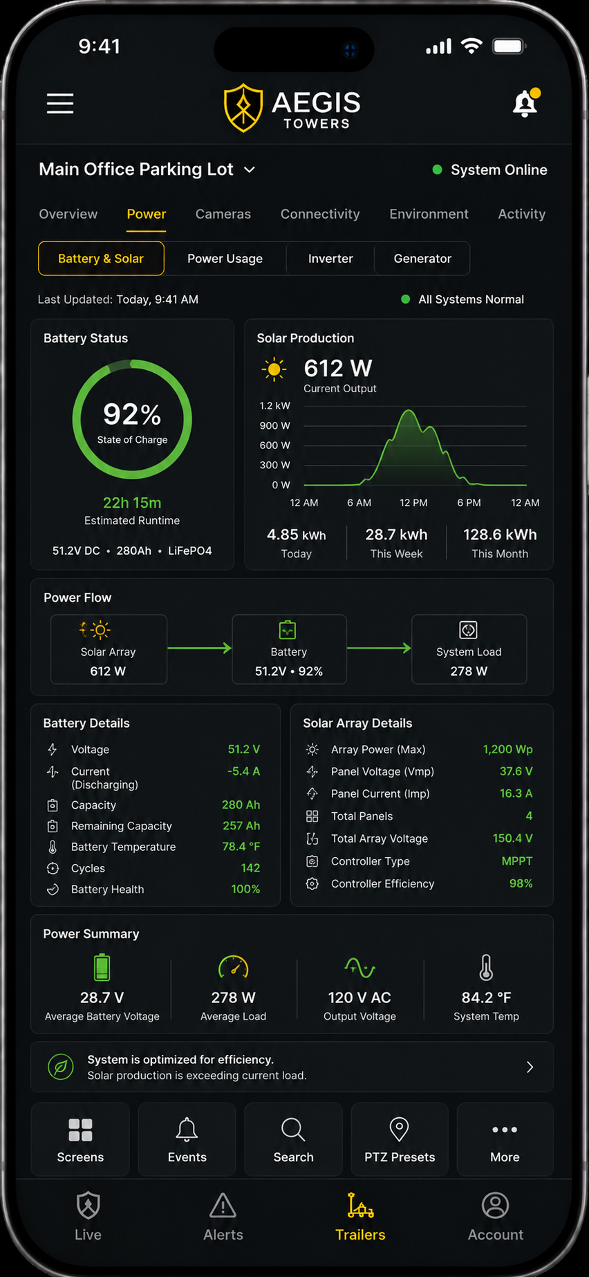 Battery & Solar Status app screenshot