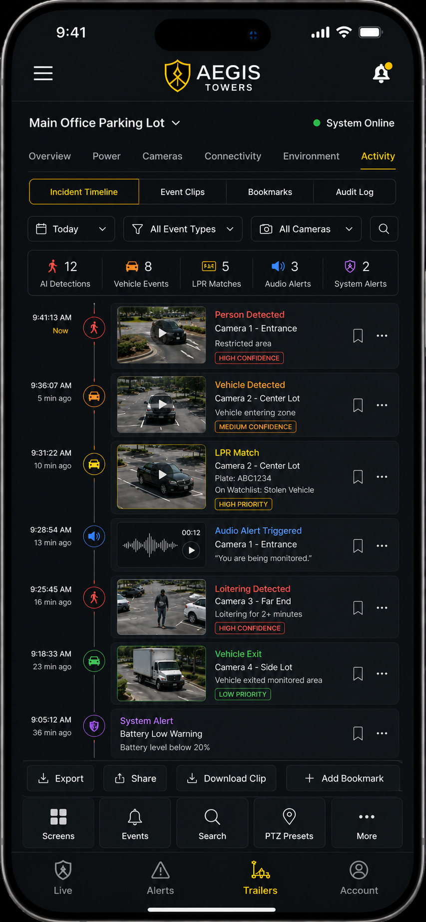 Incident Timeline app screenshot